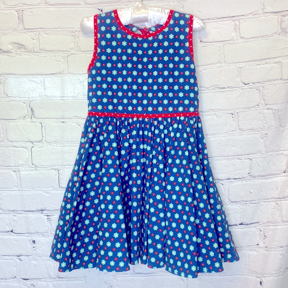 Wild Flowers Blue Red Floral Sleeveless Dress Size 8 Excellent Condition